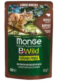 image of Monge Bwild Grain Free  Chunkies Irregular Cut In Gravy Buffalo With Vegetables All Life Stage Large Breeds